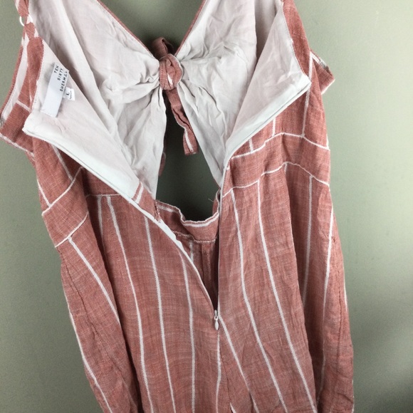 Ten Sixty Sherman Striped Cutout Tie Front Pink Romper Size Large - Picture 5 of 9